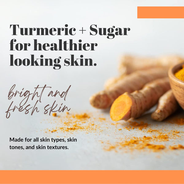 Brightening Turmeric Scrub With Honey, Cinnamon & Vitamin E - Fragrance Free Exfoliating Face Sugar Scrub - For Acne, Hyperpigmentation & Dullness - 3 Ounces