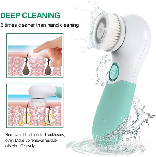 Facial Cleansing Brush Electric Facial Exfoliating Massage Brush with 3 Cleanser Heads and 2 Speeds Adjustable for Deep Cleaning, Removing Blackhead, Face Massaging