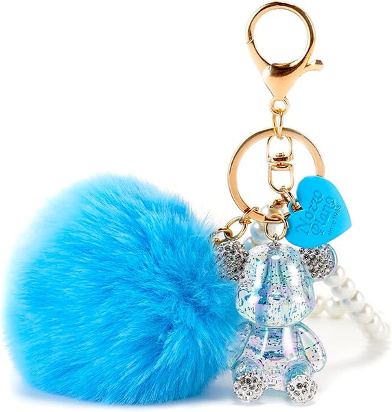 Bling Bear Puff Fluffy Ball,Key Chains Car Keys, Backpack, Purse accessories - Pom Pom Keychain