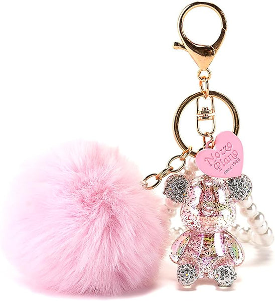 Bling Bear Puff Fluffy Ball,Key Chains Car Keys, Backpack, Purse accessories - Pom Pom Keychain