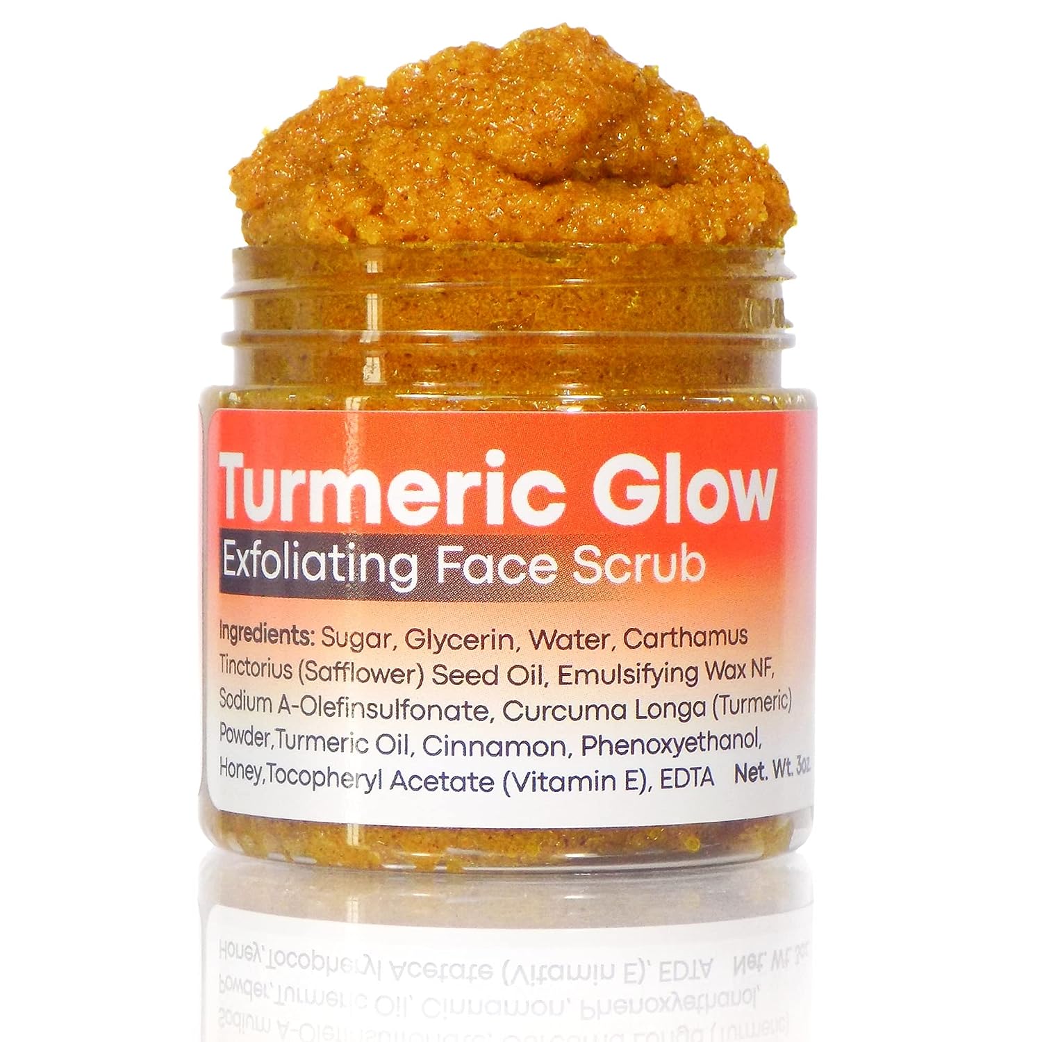 Brightening Turmeric Scrub With Honey, Cinnamon & Vitamin E - Fragrance Free Exfoliating Face Sugar Scrub - For Acne, Hyperpigmentation & Dullness - 3 Ounces