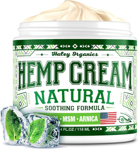 Organics Hemp Cream - Made in USA - Natural Hemp Oil Extract Cream - for Discomfort in Knees, Back, Elbow and Joint - Muscle Cream infused with Arnica Extract oil, MSM and Menthol - 4 Fl Oz