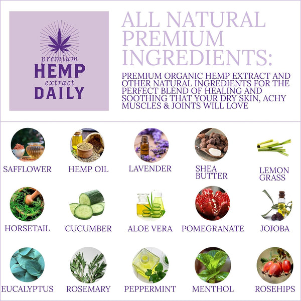 Hemp Daily Intensive Cream | Hemp Cream with Essential Oils | Vegan, Organic Ingredients | 1.7 Ounces (Lavender, Pack of 1)