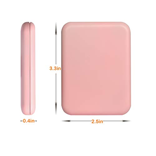 Pocket Mirror, 1X/3X Magnification LED Compact Travel Makeup Mirror with Light for Purse, 2-Sided, Portable, Folding, Handheld, Small Lighted Mirror for Gift, Pink