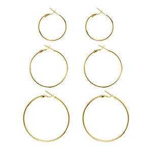 Big Gold Hoop Earrings for Women Hypoallergenic 925 Sterling Silver Post Thin Loop 14K Gold Plated Hoop Earrings Set for Girls, 3 Pairs (14K Gold 30mm,40mm,50mm)