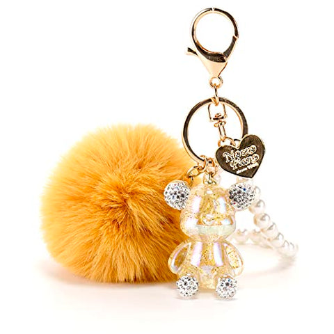 Bling Bear Puff Fluffy Ball,Key Chains Car Keys, Backpack, Purse accessories - Pom Pom Keychain