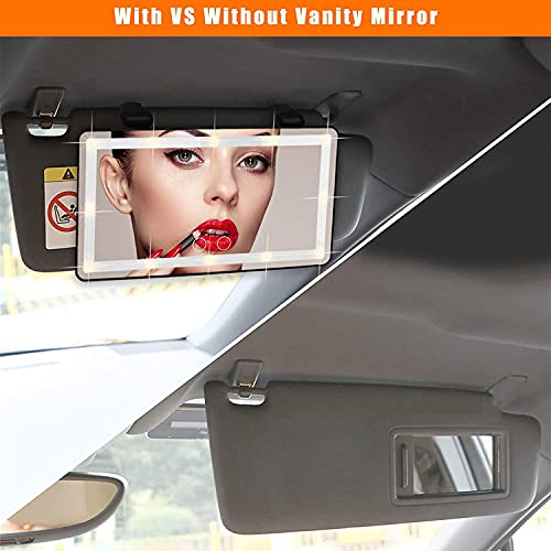 Car Sun Visor Vanity Mirror, Makeup Mirror with 3 Light Modes & 60 LEDs, Rechargeable Led Light Car Mirror with Dimmable Touch Screen, Rear View Sun-Shading Travel Cosmetic Mirror for Car (Black)