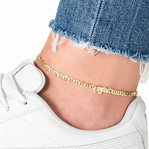 18K Gold Plated Flat Marina Elephant Anklet For Women- Made In Brazil
