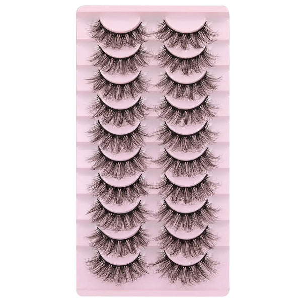 "Bad & She Know It Collection" Eyelashes Natural Faux Mink Wispy Fluffy Curly 3D Effect False Eyelashes 10 Pairs